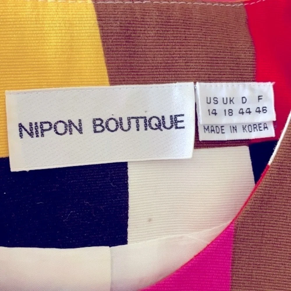 𝅺NIPON BOUTIQUE VTG color block 100% cotton blazer Sz 14